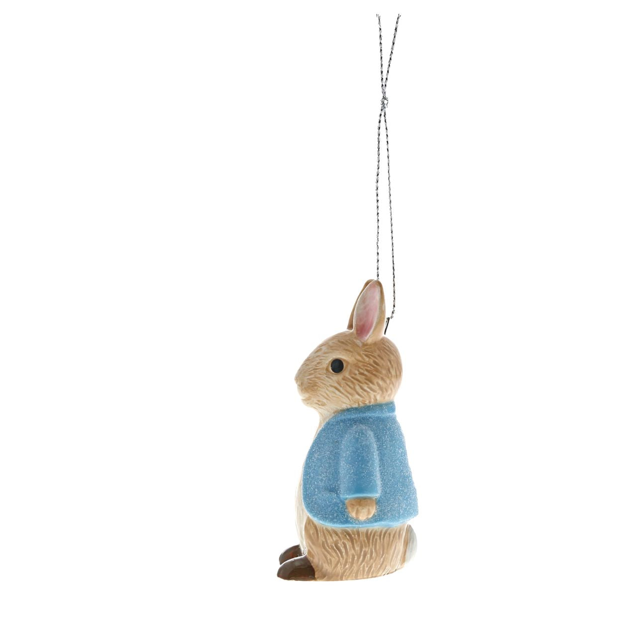 Beatrix Potter Peter Rabbit Sculpted Christmas Hanging Decoration  A beautiful Peter Rabbit Sculpted Hanging Ornament made from fine ceramic and finished with a blue glittering jacket. This Peter Rabbit hanging ornament will make a wonderful finishing touch for all manners of celebrations such as parties or home decorations.