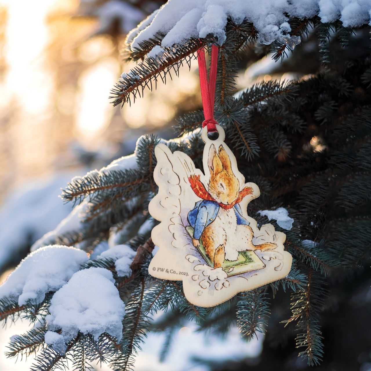 This Peter Rabbit Sledging at Christmas Wooden Hanging Ornament would make a truly unique gift or self-purchase. We have been working hard towards our sustainability goal, creating Beatrix Potter gift items that include responsibly sourced materials.