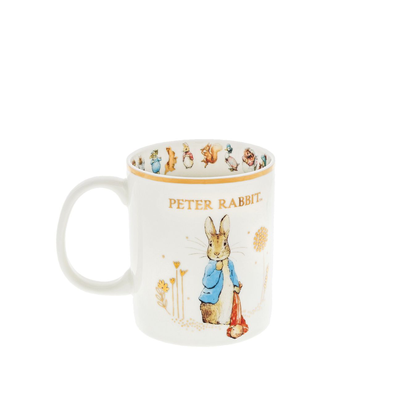 Beatrix Potter Peter Rabbit with Pocket Handkerchief Special Edition Mug  New and exciting collection, the annual exclusive mug of the year. Peter Rabbit delights us with his presence. This iconic pose has been applied to this bone china mug and is rimmed with gold leaf.