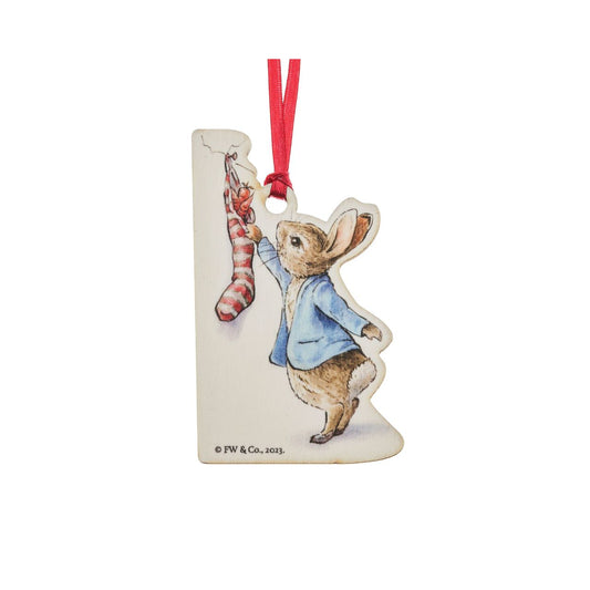 This Peter Rabbit with Christmas Stocking Wooden Hanging Ornament would make a truly unique gift or self-purchase. We have been working hard towards our sustainability goal, creating Beatrix Potter gift items that include responsibly sourced materials.