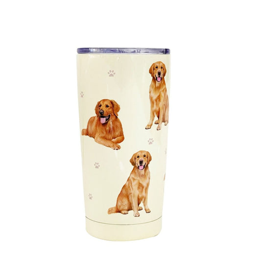 Pets Golden Retriever Serengeti Tumbler  An E & S Pets Golden Retriever Serengeti Tumbler by Best of Breed.  Ever wanted to stock a large tumbler where the contents stay hot or cold for hours? Well, now you can with this 591ml ultimate tumbler. With Golden Retriever images beautifully adorned around the outside, this is a must for all dog lovers.
