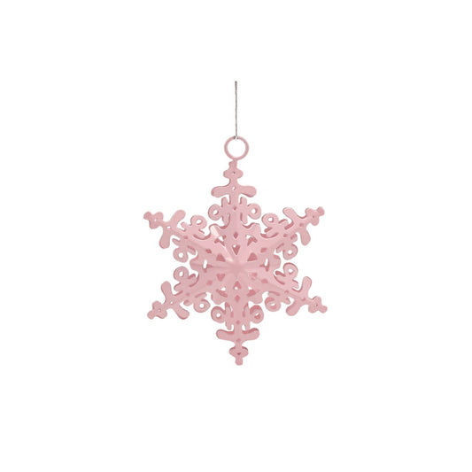 Pink Metal Filigree Snowflake Medium  A medium pink snowflake hanging decoration from THE SEASONAL GIFT CO.