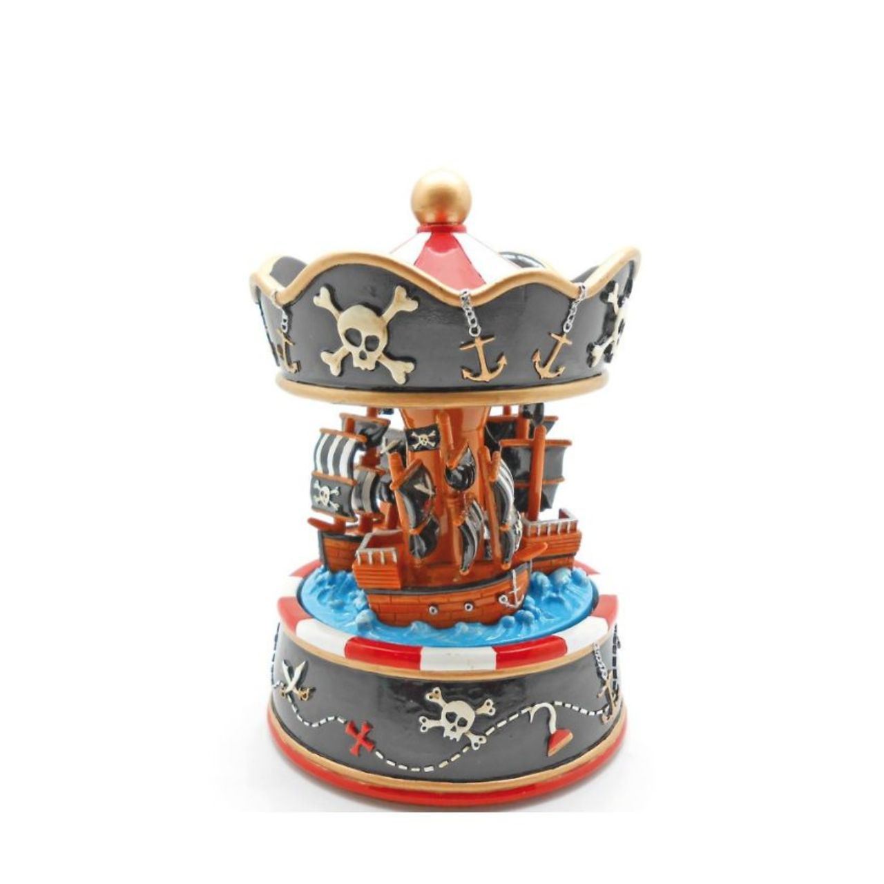 Experience the enchanting world of pirates with the Pirate Carousel by Music Box World. Immerse yourself in the intricate details and mesmerizing music of this beautifully crafted carousel. Perfect for collectors and music lovers alike.