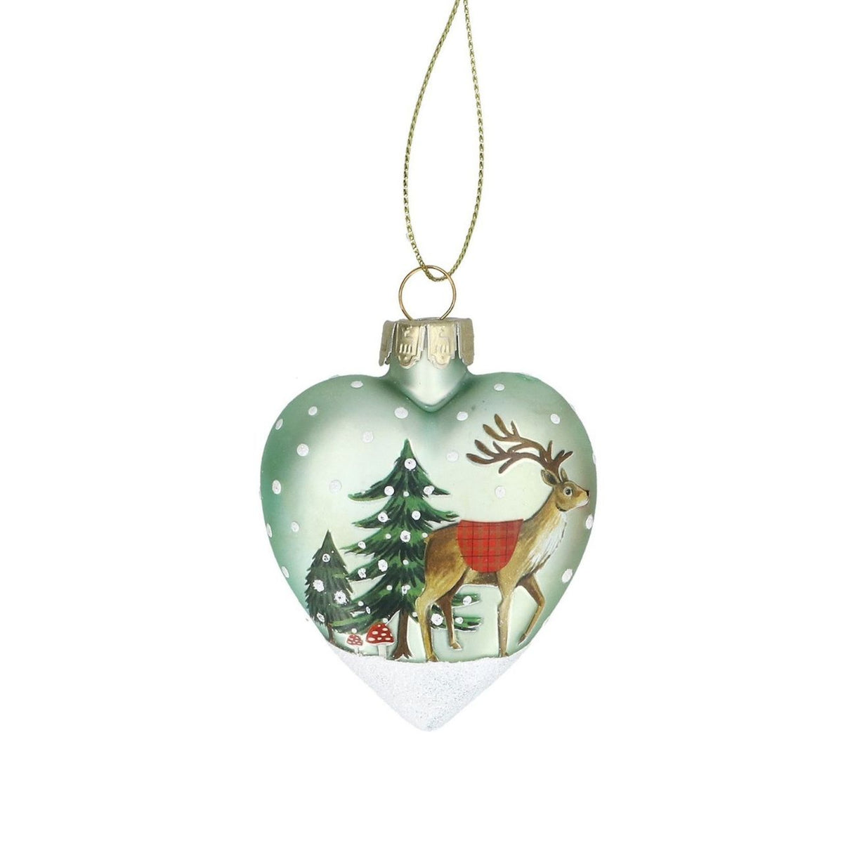 Charming heart-shaped glass ornament from Gisela Graham's festive collection. Features a cheerful plaid animal design perfect for adding personality to your Christmas tree. Handcrafted glass construction ensures durability and a beautiful sparkle when light catches it.