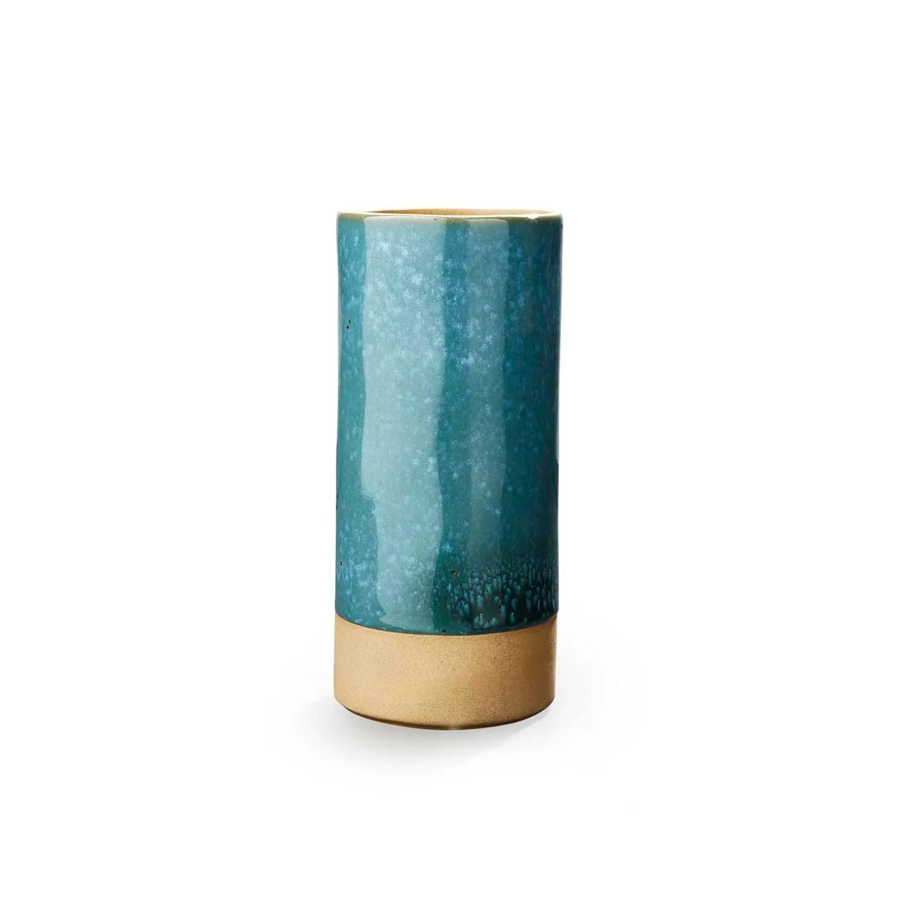 A beautiful vase featuring a captivating teal glaze