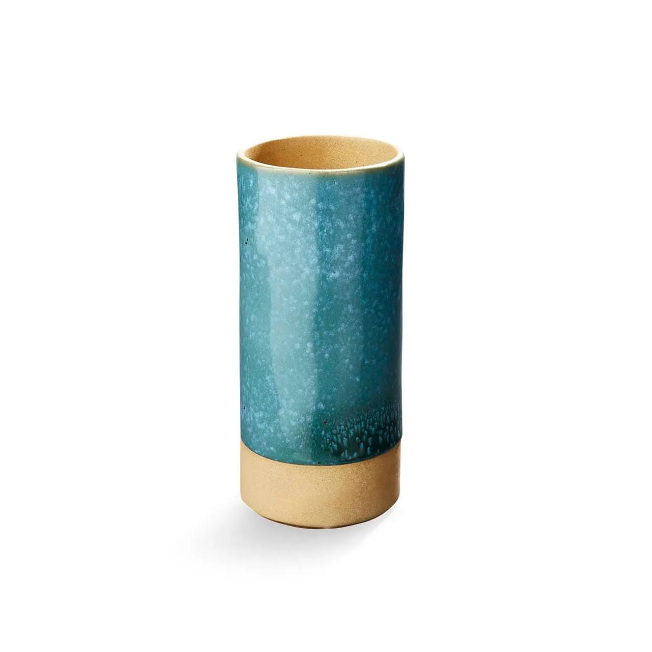 A beautiful vase featuring a captivating teal glaze