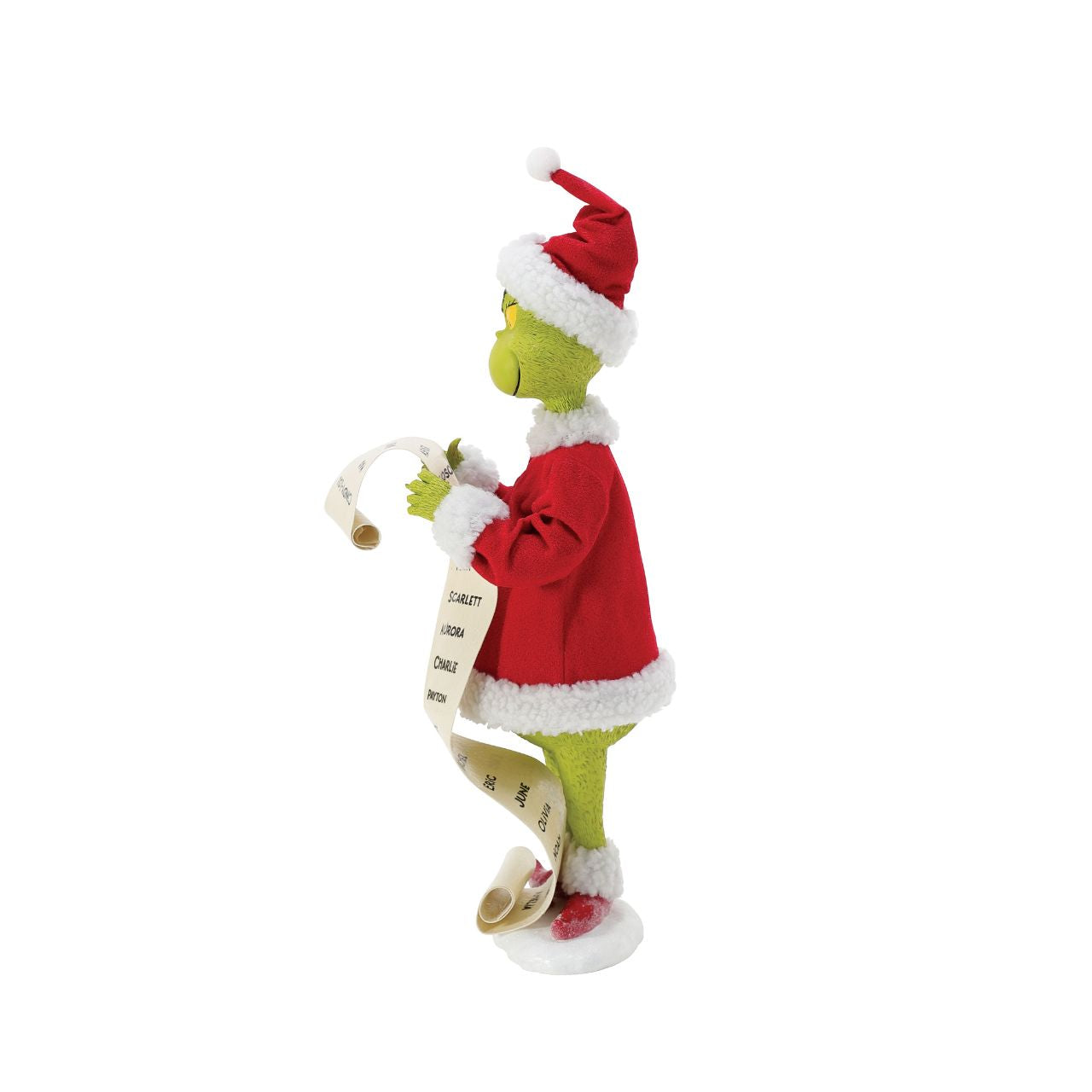 Want to know if you are on the Nice List? Check the double sided list Grinch is holding. I bet you are on it. If not personalize it yourself. Each Possible Dreams piece takes two years to make, from concept to finished figurine. Dressed in&nbsp;Clothtique- a stiffened fabric - they are designed to last and last.