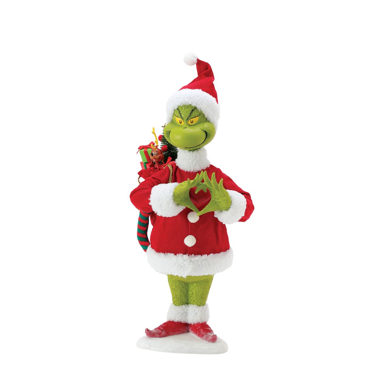 The Grinch's small heart grew three sizes that day and this figurine celebrates that fact with a voice story chip. Each Possible Dreams piece takes two years to make, from concept to finished figurine. Dressed in Clothtique- a stiffened fabric - they are designed to last and last.