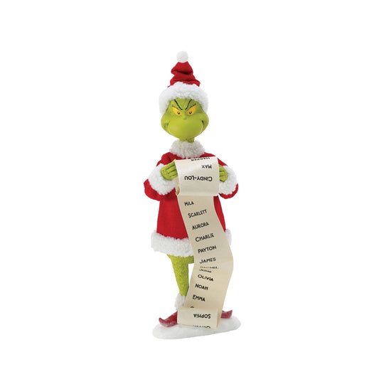 Want to know if you are on the Nice List? Check the double sided list Grinch is holding. I bet you are on it. If not personalize it yourself. Each Possible Dreams piece takes two years to make, from concept to finished figurine. Dressed in&nbsp;Clothtique- a stiffened fabric - they are designed to last and last.
