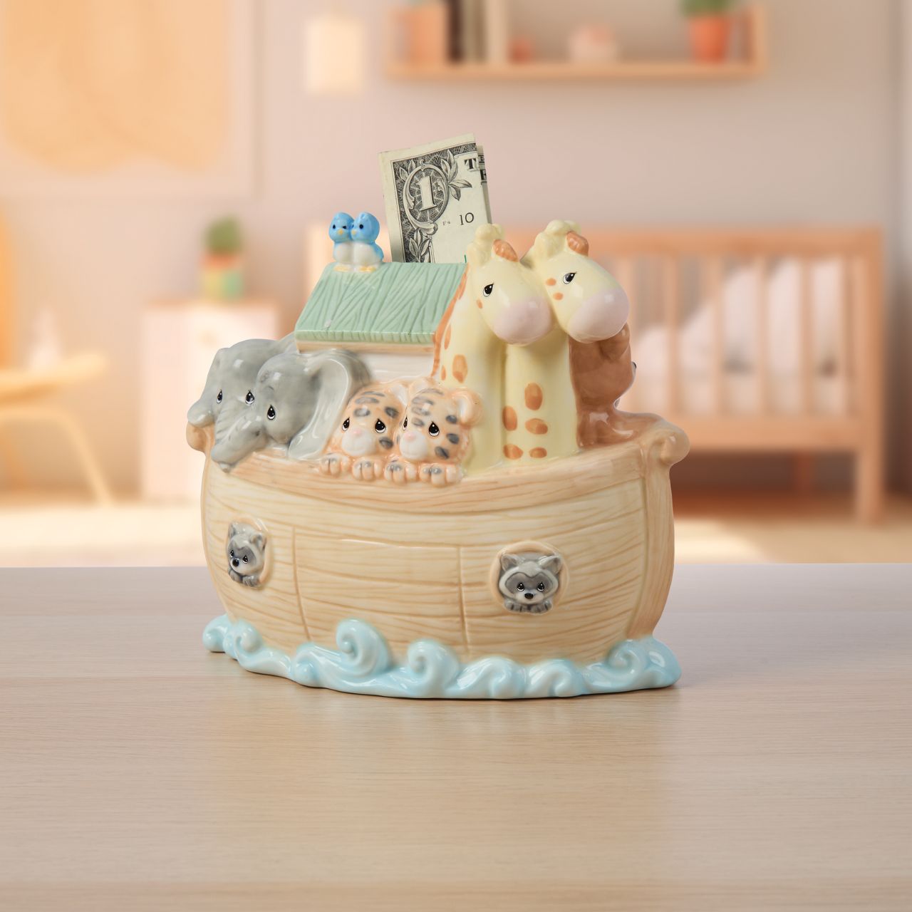 A timeless and educational product with the Noah's Ark Money Bank.