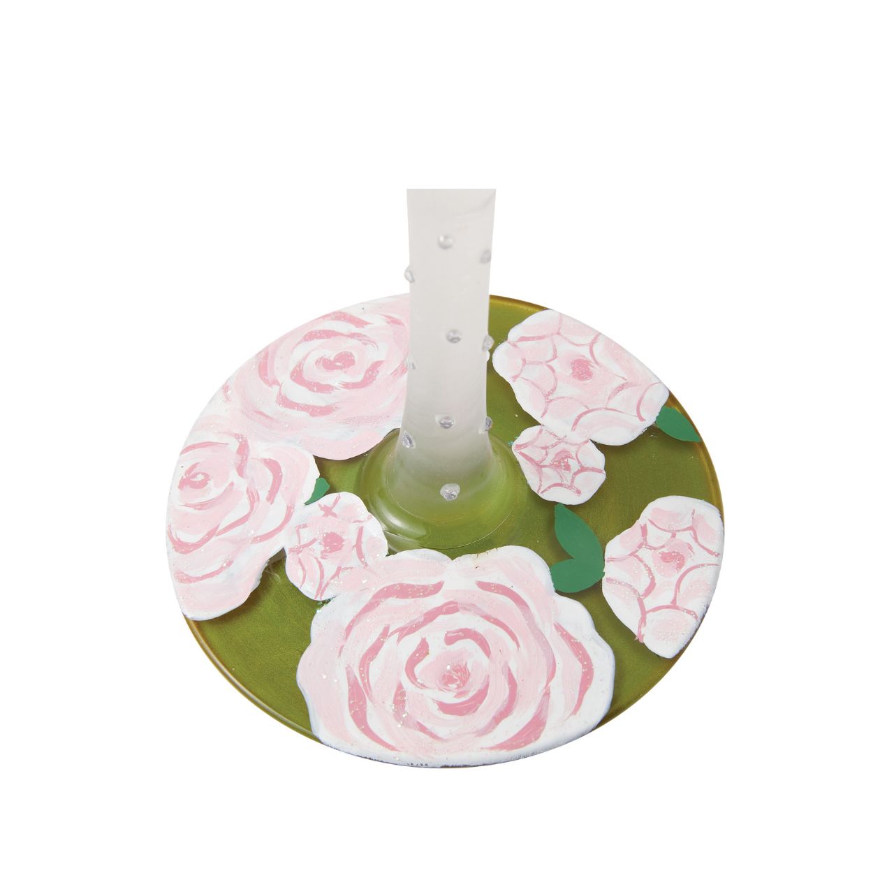 This picturesque wine glass from Lolita Designs brightens your beverage with beautiful blooms. With hand-painted pink roses and purple buds, this lovely cup comes to life with crystal ascents and tranquilizing colour.