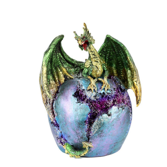 Illuminate your space with the mystical beauty of the Dark Legends LED Geode Earth Dragon Egg. This unique piece features a geode design with LED lights, adding an enchanting touch to any room. Let the magic of the Earth Dragon Egg bring a sense of wonder and awe into your home.