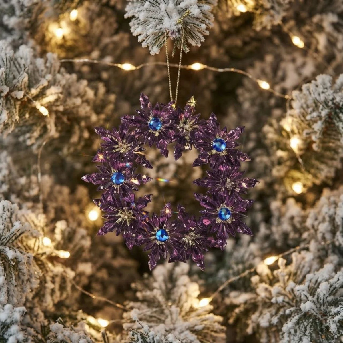 Bring festive elegance to your tree with this stunning Snowflake Wreath Christmas Hanging Ornament. Featuring an intricate snowflake design framed within a delicate wreath, this seasonal piece captures the magic of winter.