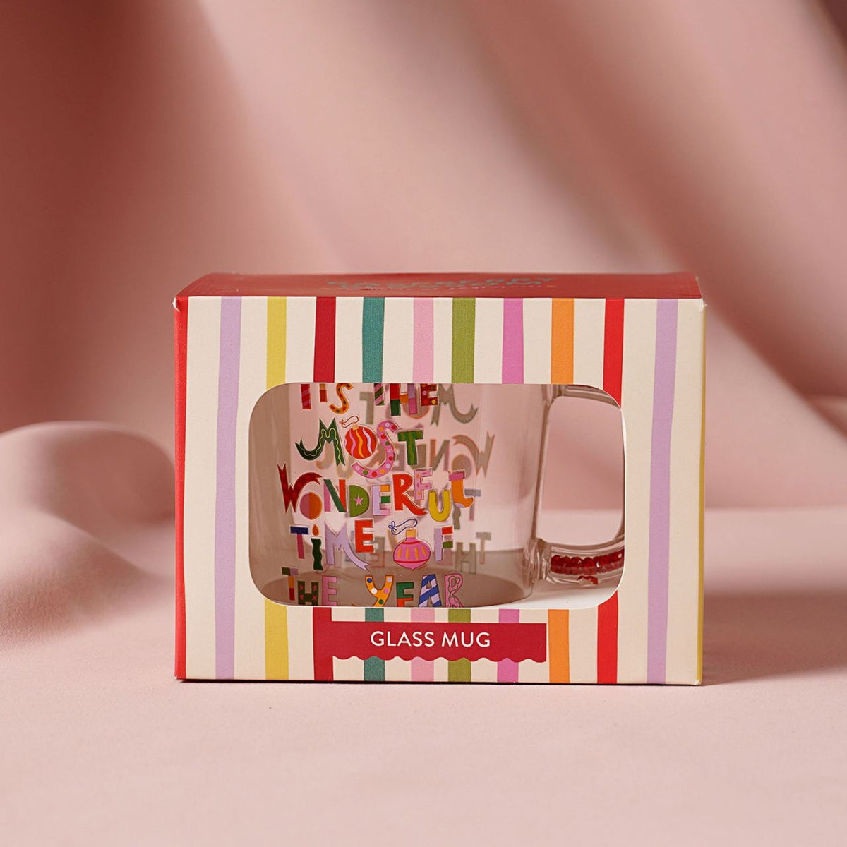 The Raspberry Blossom Glass Mug - It’s The Most Wonderful Time Of The Year is a festive way to enjoy cosy drinks throughout the season or to share as a thoughtful gift.
