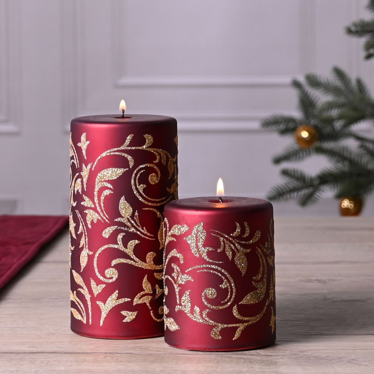 Christmas Gold Glitter Pillar Candle Large – Horgan's of Blarney
