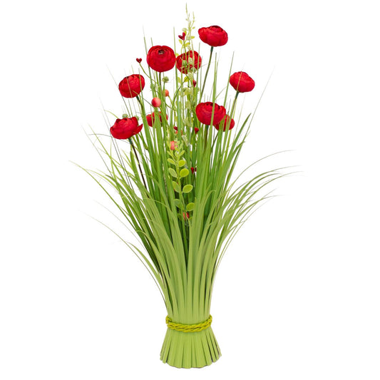 Enchante Red Ranunculus Small Floral Sheaf 50cm  We have a beautiful range of faux flowers and wreaths available, so whether you’re after a seasonal display for your home, a garland of foliage for the staircase, stunning spring wreath you can use year after year, we’ve got you covered.