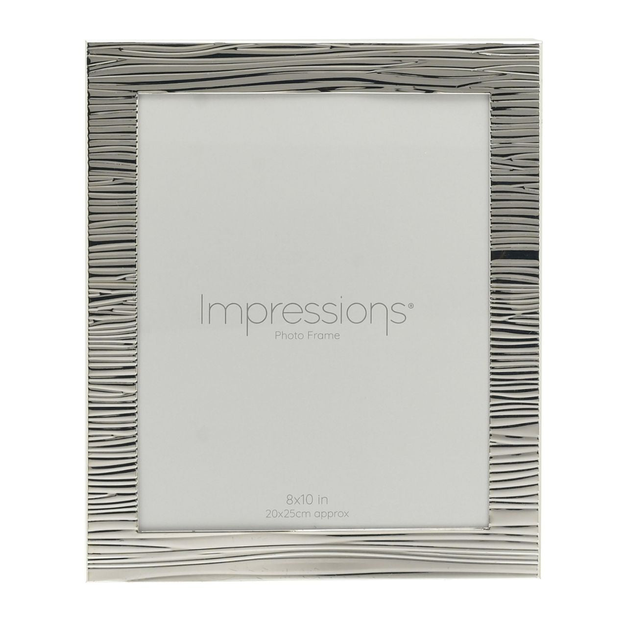 Ripple Texture Silverplated Frame 8" x 10"  A silver plated ripple texture photo frame.  This beautifully decorated frame adds a modern touch to the home and gives treasured photographs the treatment they deserve.