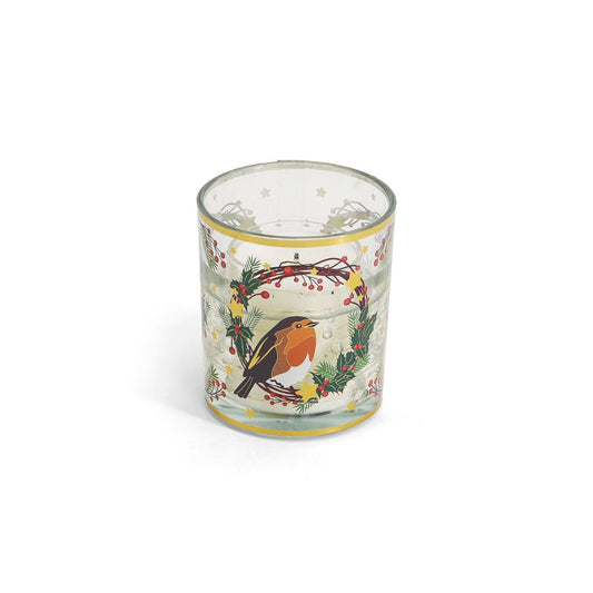 Illuminate your holiday décor with the Tipperary Robin Wreath Christmas LED Light Up Candle. Featuring a delicate robin perched on a festive wreath, this elegant candle offers a warm, ambient glow.