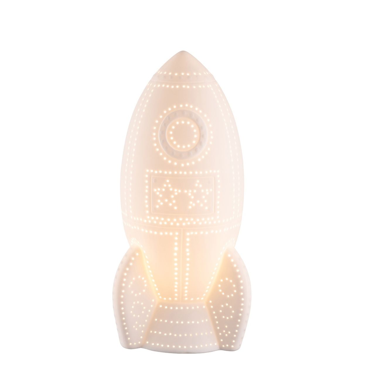 Rocket Luminaire by Belleek Living  The Belleek Living Luminaire lamps emit a soft warm glow highlighting the delicate surface decoration and piercings, creating beautiful mood lighting for your home.