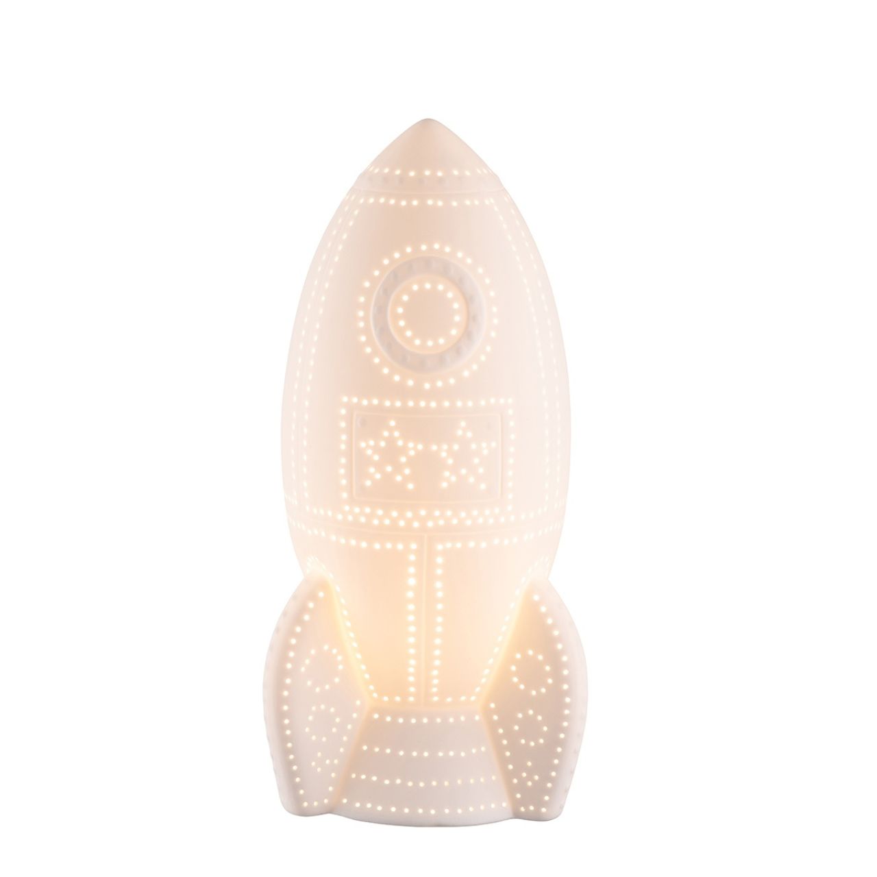 Rocket Luminaire by Belleek Living  The Belleek Living Luminaire lamps emit a soft warm glow highlighting the delicate surface decoration and piercings, creating beautiful mood lighting for your home.