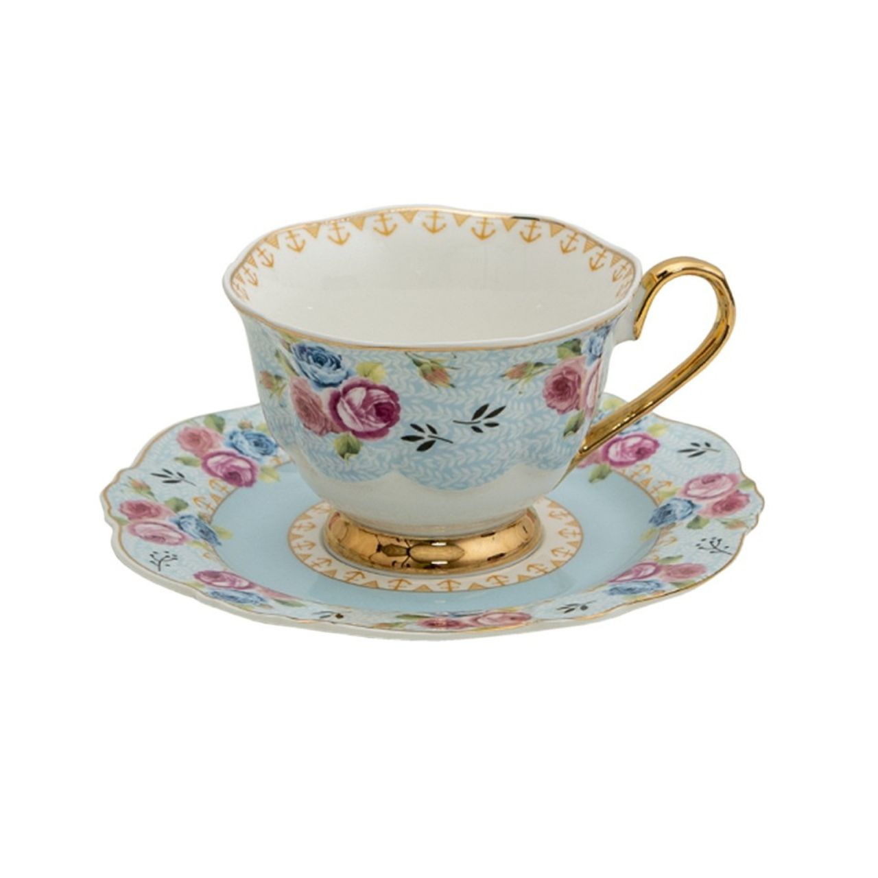 Made from high-quality ceramic, this cup and saucer set offers durability and is resistant to daily use. The refined design with a floral print and subtle gold accents makes this set a true eyecatcher on your table.