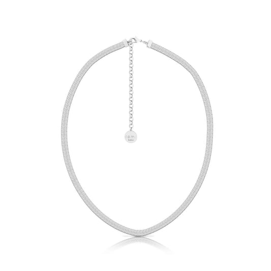 Romi Dublin Herringbone Chain Necklace Silver  This easy-to-wear jewellery collection was inspired by daughter Romi who loves to style and accessorise. An outfit isn’t complete until the perfect pieces of jewellery and accessories have been selected to enhance it.