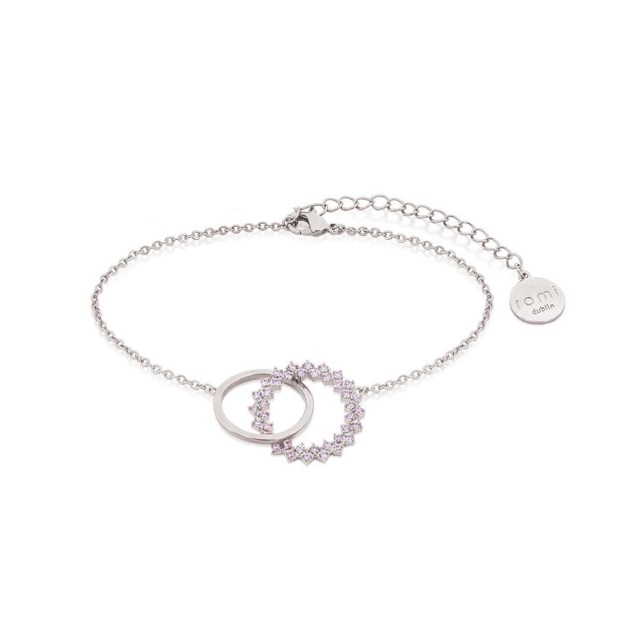 Romi Dublin Silver Purple Stone Bracelet  This easy-to-wear jewellery collection was inspired by daughter Romi who loves to style and accessorise. An outfit isn’t complete until the perfect pieces of jewellery and accessories have been selected to enhance it. Romi Dublin designed this affordable range of jewellery to enable you to build a dazzling collection of jewellery that you can dip into everyday to complete your outfit.