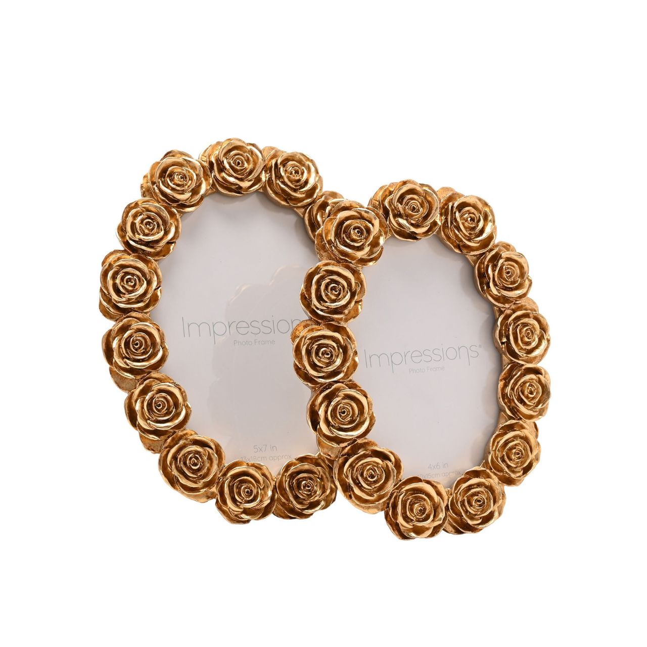 The Impressions Rose Design Oval Resin Photo Frame 5" x 7" beautifully displays your treasured memories.