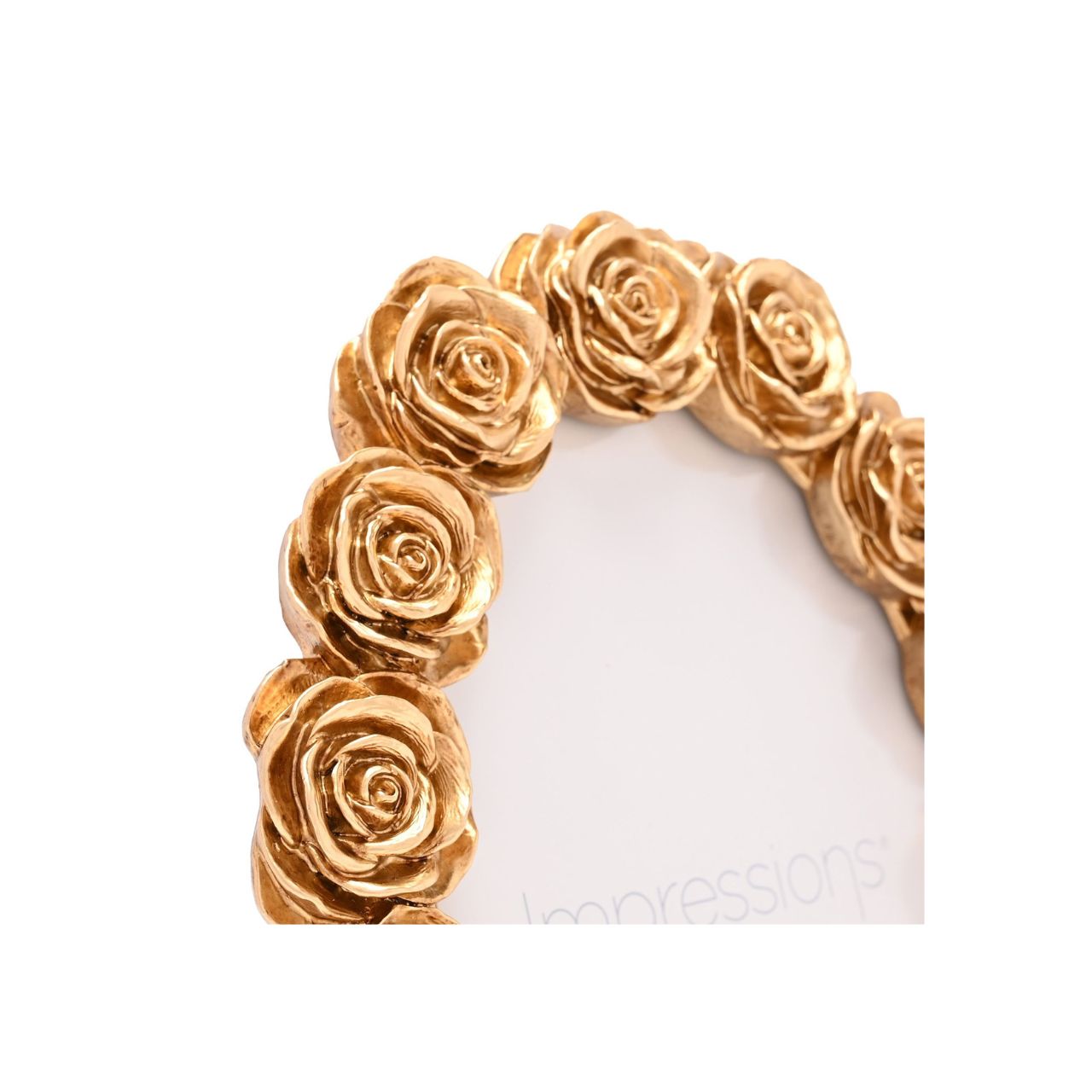 The Impressions Rose Design Oval Resin Photo Frame 5" x 7" beautifully displays your treasured memories.