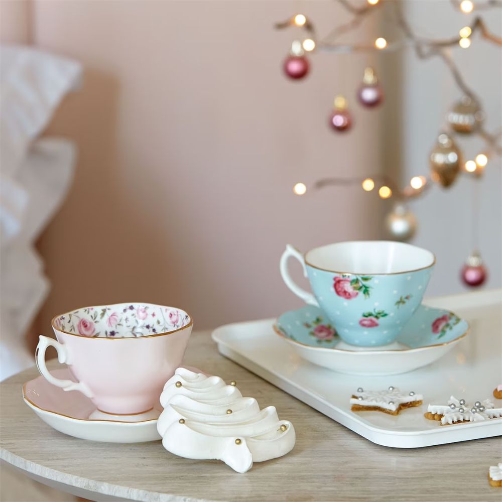 Wedgwood Royal Albert Polka Blue Vintage Teacup and Saucer  Vibrant and vivacious, Polka Blue is a beautiful new addition to the vintage patterns that have made Royal Albert famous the world over.