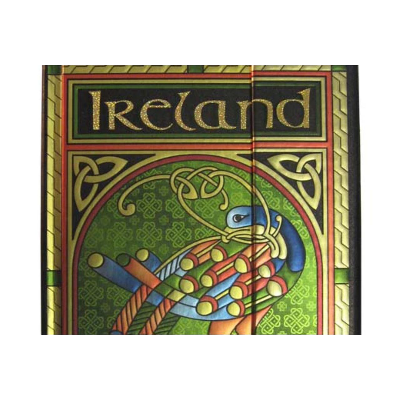 This pattern is inspired by ancient Irish manuscripts which often had gold leaf details in illustrations of the four Gospels. Symbolising immortality, the colourful peacock was a significant subject in ancient Celtic art and the 'eyes' in the peacocks elaborate tail were thought to endow the bird with the gift of foresight.