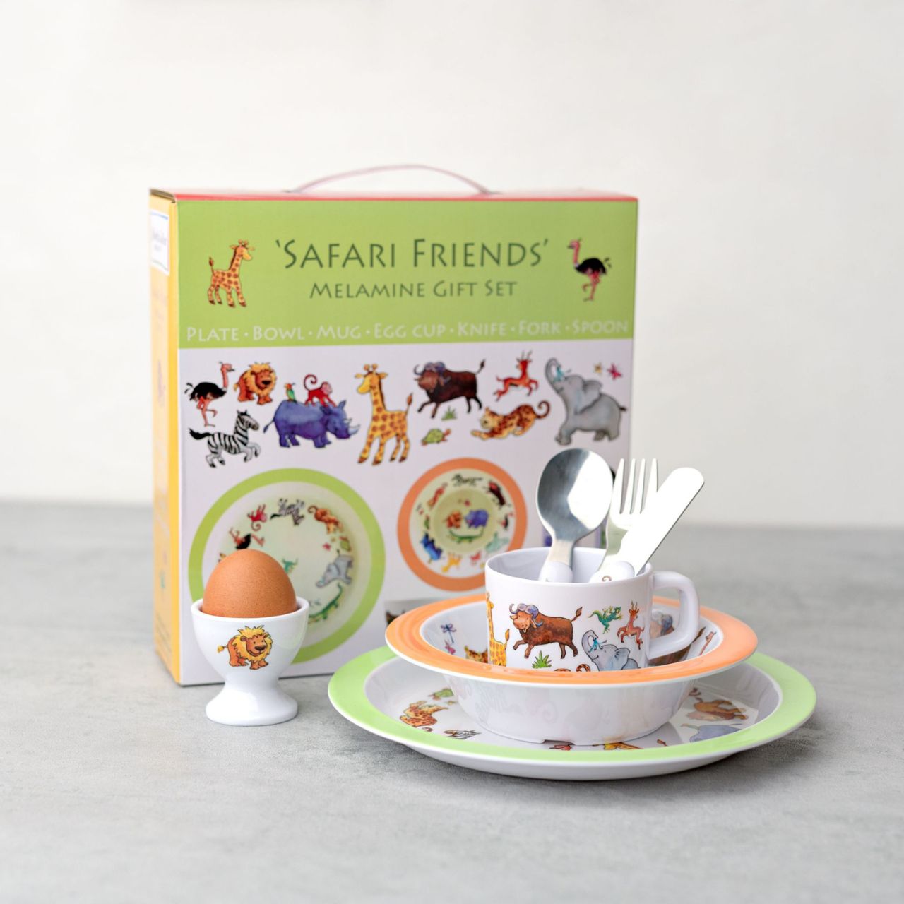 Make mealtimes extra fun with this awesome Safari melamine dining set. From the Martin Gulliver collection by Just 4 Kids.