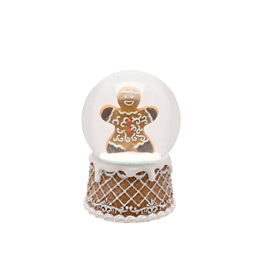 Delight in the festive spirit with the Santa & Friends Gingerbread Tree Snow Globe - 14cm, a charming item for your seasonal range.
