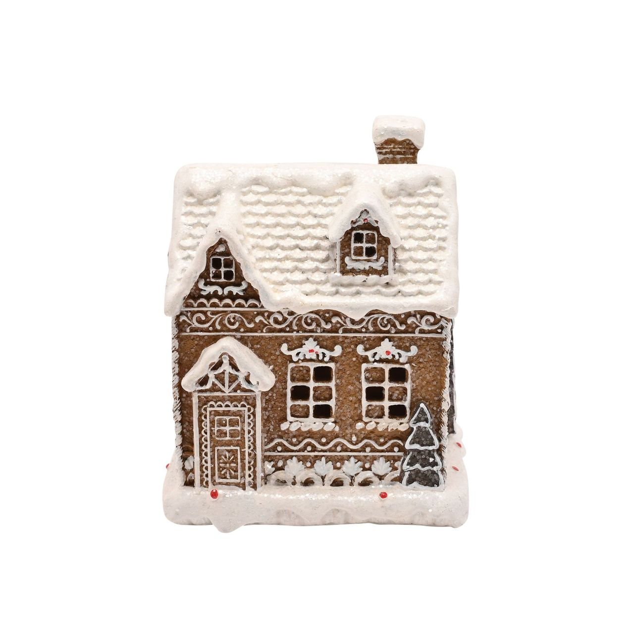 Delight in the festive spirit with the Santa & Friends Light Up Gingerbread House - 17cm, a gingerbread-inspired ornament for your seasonal range.
