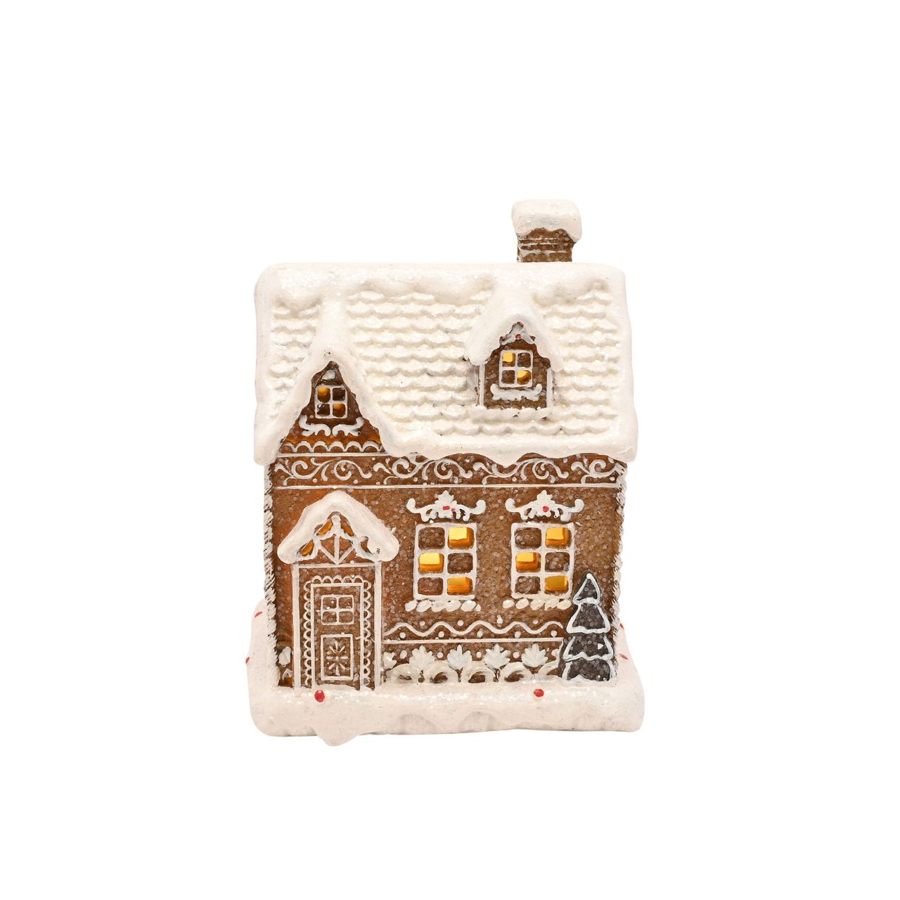 Delight in the festive spirit with the Santa & Friends Light Up Gingerbread House - 17cm, a gingerbread-inspired ornament for your seasonal range.