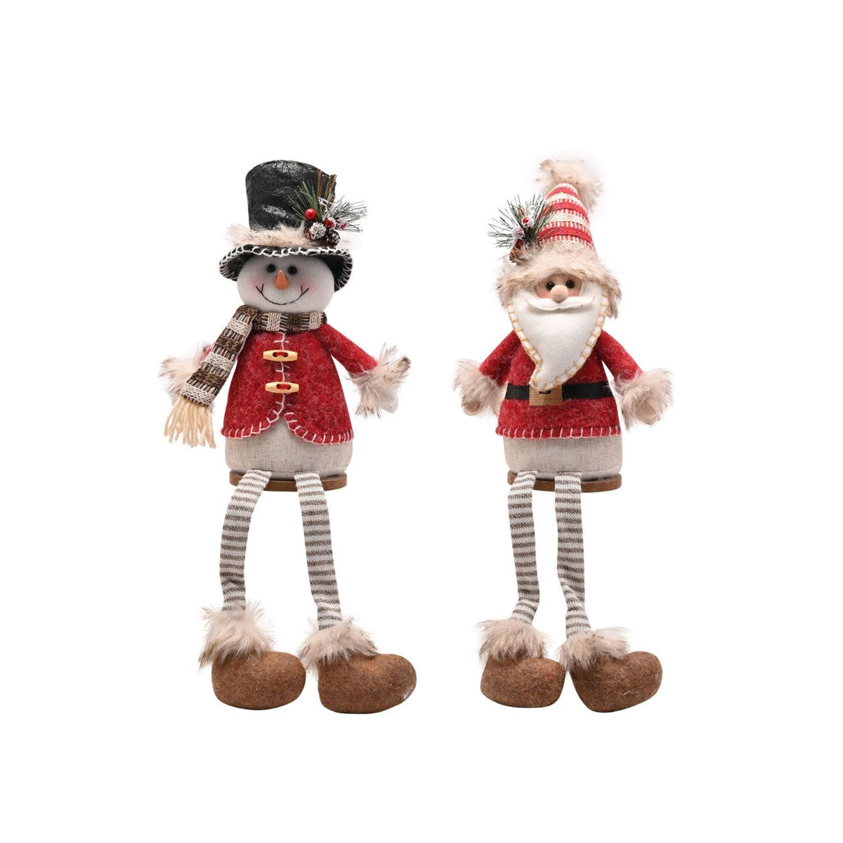 Add whimsy to your décor with the Santa & Friends Sitting Santa and Snowman. At 61cm tall, these plush characters brings festive cheer to any setting.