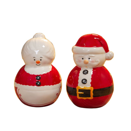 Christmas Santa & Mrs Claus Salt & Pepper Shakers  Bring some extra festive cheer to the Christmas dinner table with these hand painted ceramic Santa & Mrs Claus salt & pepper shakers. From the North Pole Novelties Co. by Santa's Workshop - the one stop shop for Christmas cheer!