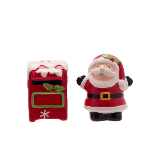 Bring festive cheer to the dinner table this Christmas with these charming Santa & Post Box salt and pepper shakers. Crafted from durable ceramics, these jolly figures add a playful touch to mealtimes. Santa holds the salt, ready to sprinkle seasoning and joy.