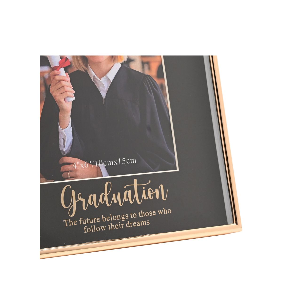 The School Years Arch Frame 4" x 6" - Graduation is a stylish keepsake designed to celebrate a proud achievement. Featuring an elegant arched shape with a black backdrop and gold-tone detailing, it is finished with a graduation cap icon and an inspiring message for a meaningful presentation.