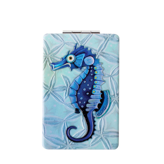 Michelle Allen Seahorse Compact Mirror  This lightweight and durable Seahorse compact mirror makes a splendid gift for a friend or yourself. They are the perfect size to fit in any purse, make-up bag, carry on, or backpack.