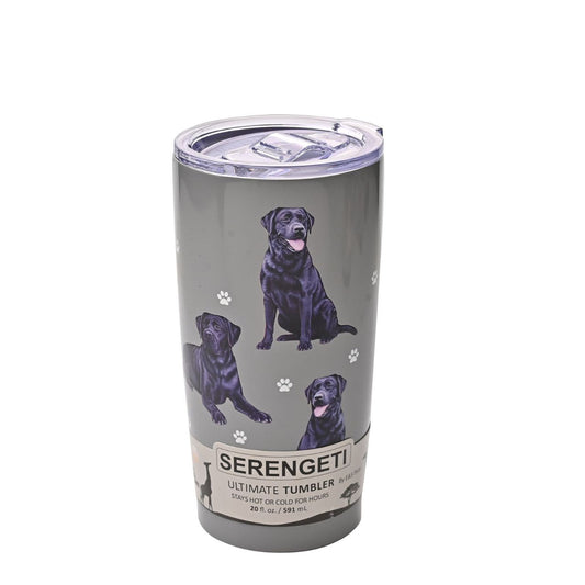 E & S Pets Black Labrador Serengeti Tumbler  An E & S Pets Black Labrador Serengeti Tumbler by Best of Breed.  Ever wanted to stock a large tumbler where the contents stay hot or cold for hours? Well, now you can with this 591ml ultimate tumbler. With Black Labrador images beautifully adorned around the outside, this is a must for all dog lovers.