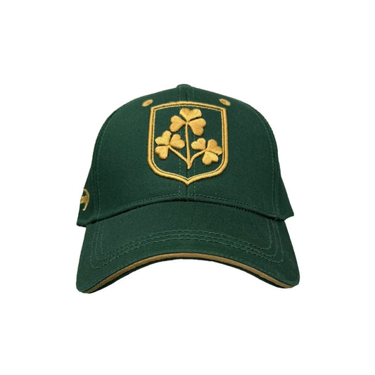 A striking baseball cap finished with Shamrock crest detailing in dark green and gold. Heritage-inspired with a clean structure. Easy to style.