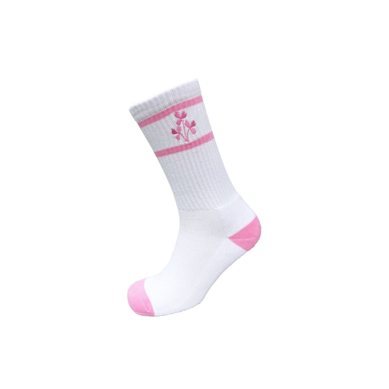 A sporty pair of socks with Shamrock styling in white and pink. Soft, supportive feel makes them great for training and everyday wear. A fun twist on a classic look.