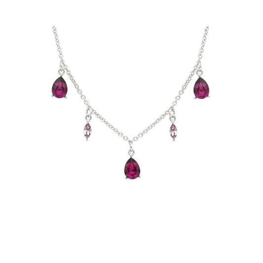 The Red Regina&nbsp;Drops Necklace is a glamorous piece of jewellery to give you a regal look on special occasions. Crafted in sterling silver and embellished with ruby red Swarovski crystals