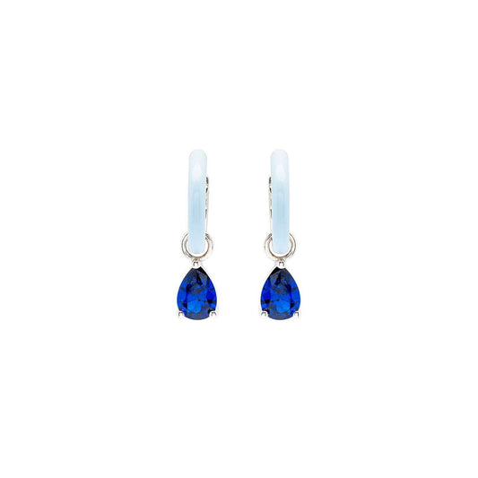 Elevate your elegance with ShanOre's Sterling Silver Drop Earrings, featuring brilliant sapphire cubic zirconia stones complemented by delicate blue enamel accents.