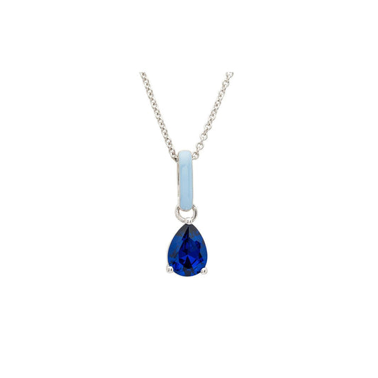 Elevate your elegance with the ShanOre Sterling Silver Necklace, featuring a stunning sapphire CZ centerpiece accented by delicate blue enamel detailing.