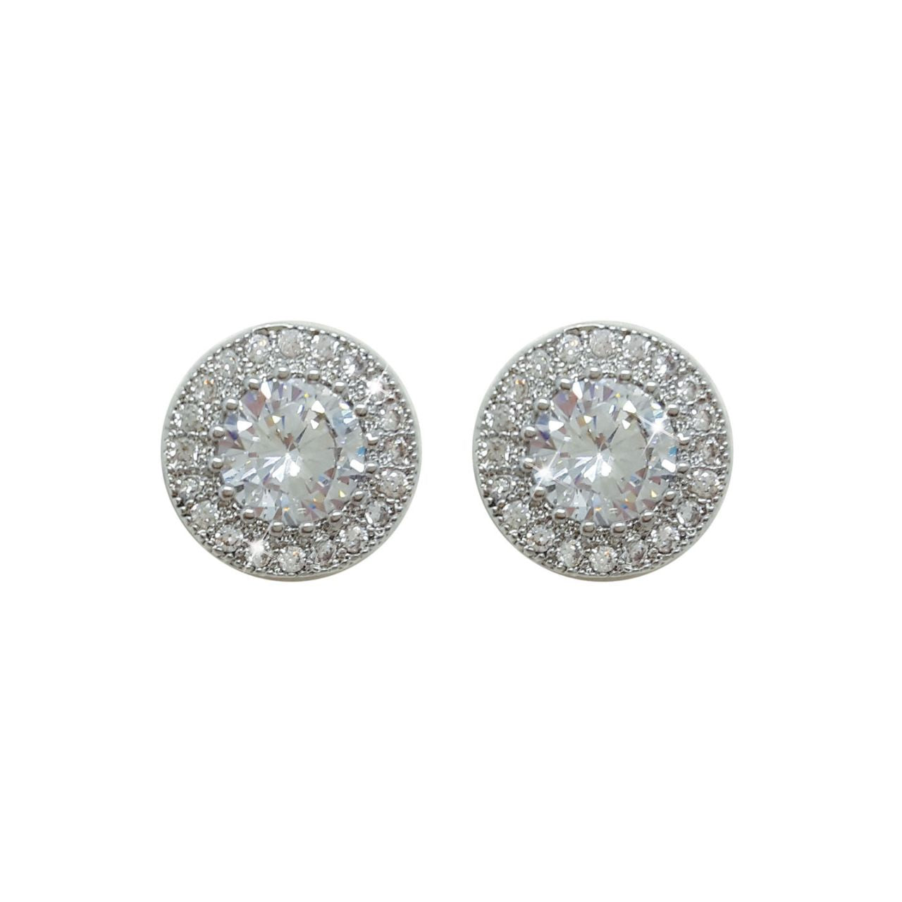 Silver Round Earrings Pave Set Surround by Tipperary Crystal  Perfect for day or evening wear, these elegant pavé set earrings will add sparkle with every turn of the head