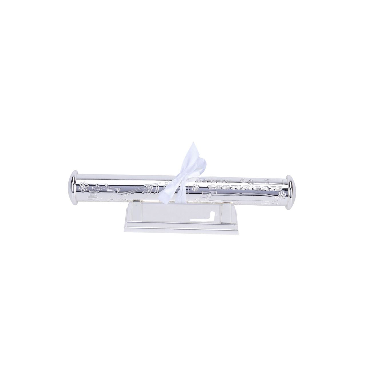 A stunning silverplated birth certificate holder and stand.
