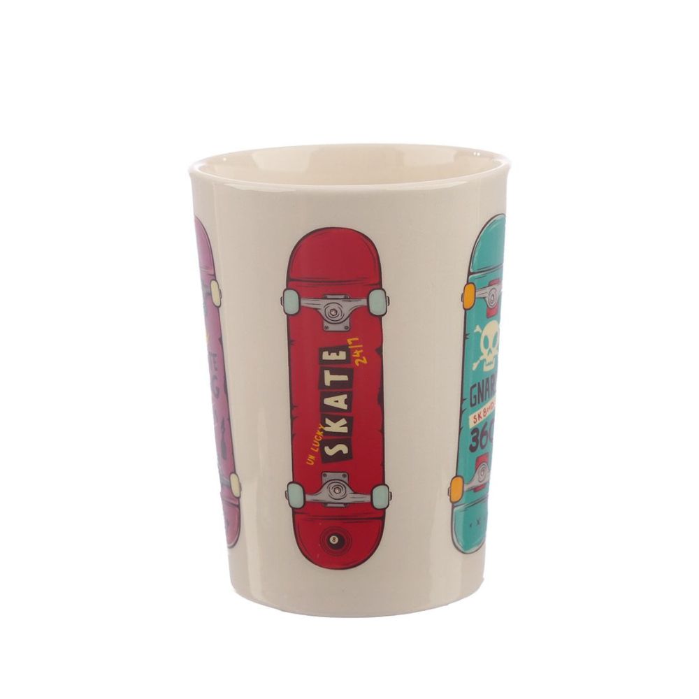 Skateboard Slogan Ceramic Shaped Handle Mug  - Material: Ceramic (Dolomite) - Food Safe: Yes