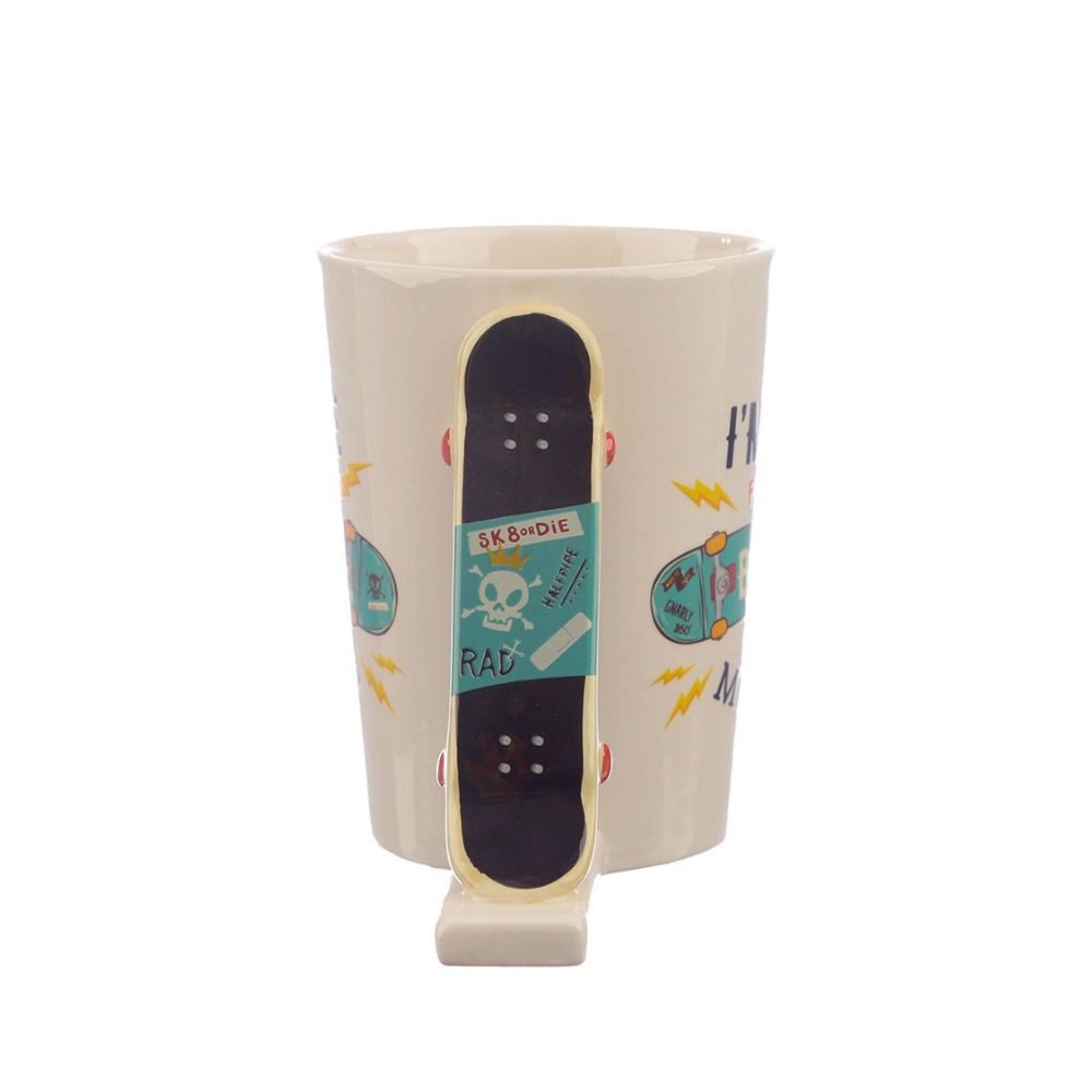 Skateboard Slogan Ceramic Shaped Handle Mug  - Material: Ceramic (Dolomite) - Food Safe: Yes